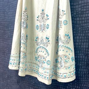 Basil & Maude size 12  tribe flare skirt , natural color , hand beaded